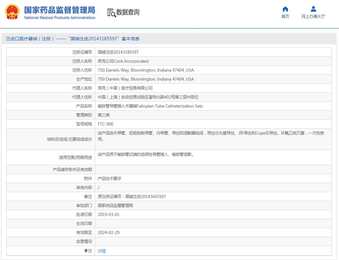 库克输卵管导管插入术套装FTC-900