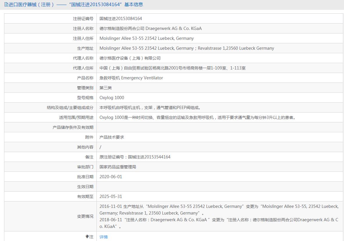 德尔格急救呼吸机Oxylog 1000